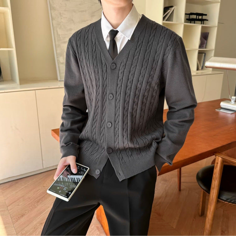 Cable-Knit Sweater Mens And Womens Slim-Fit