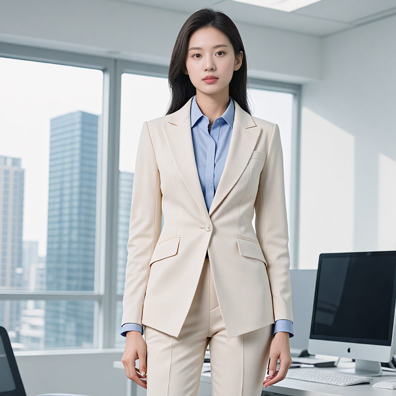 Beige Business Non-Iron Mens Suit Jacket