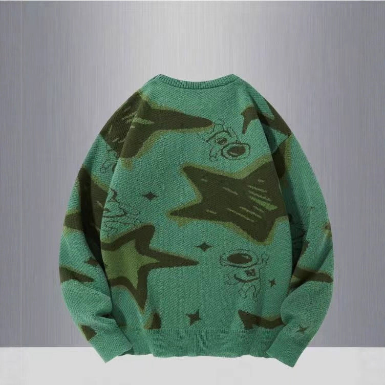 Loose-fitting Retro Chunky-knit Couple Tops