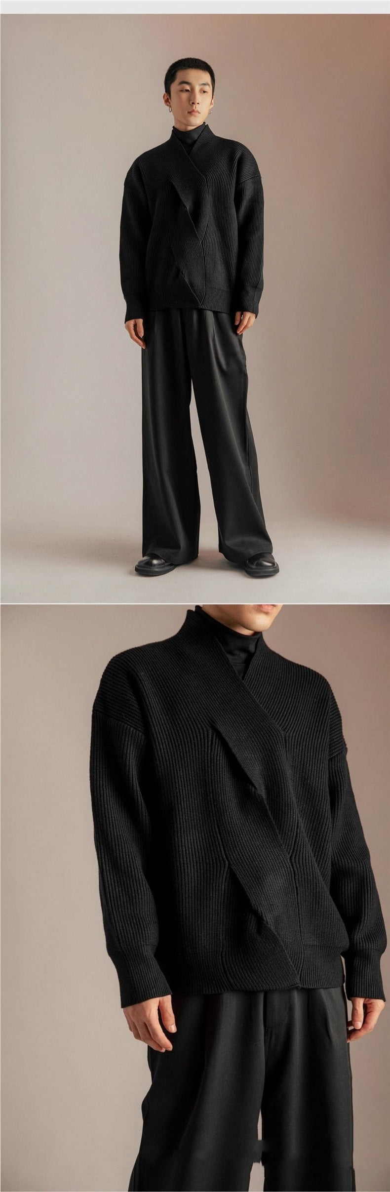 Japanese-style V-neck Sweater For Men Niche And Design-focused