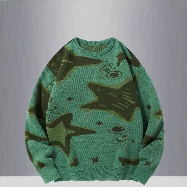 Loose-fitting Retro Chunky-knit Couple Tops