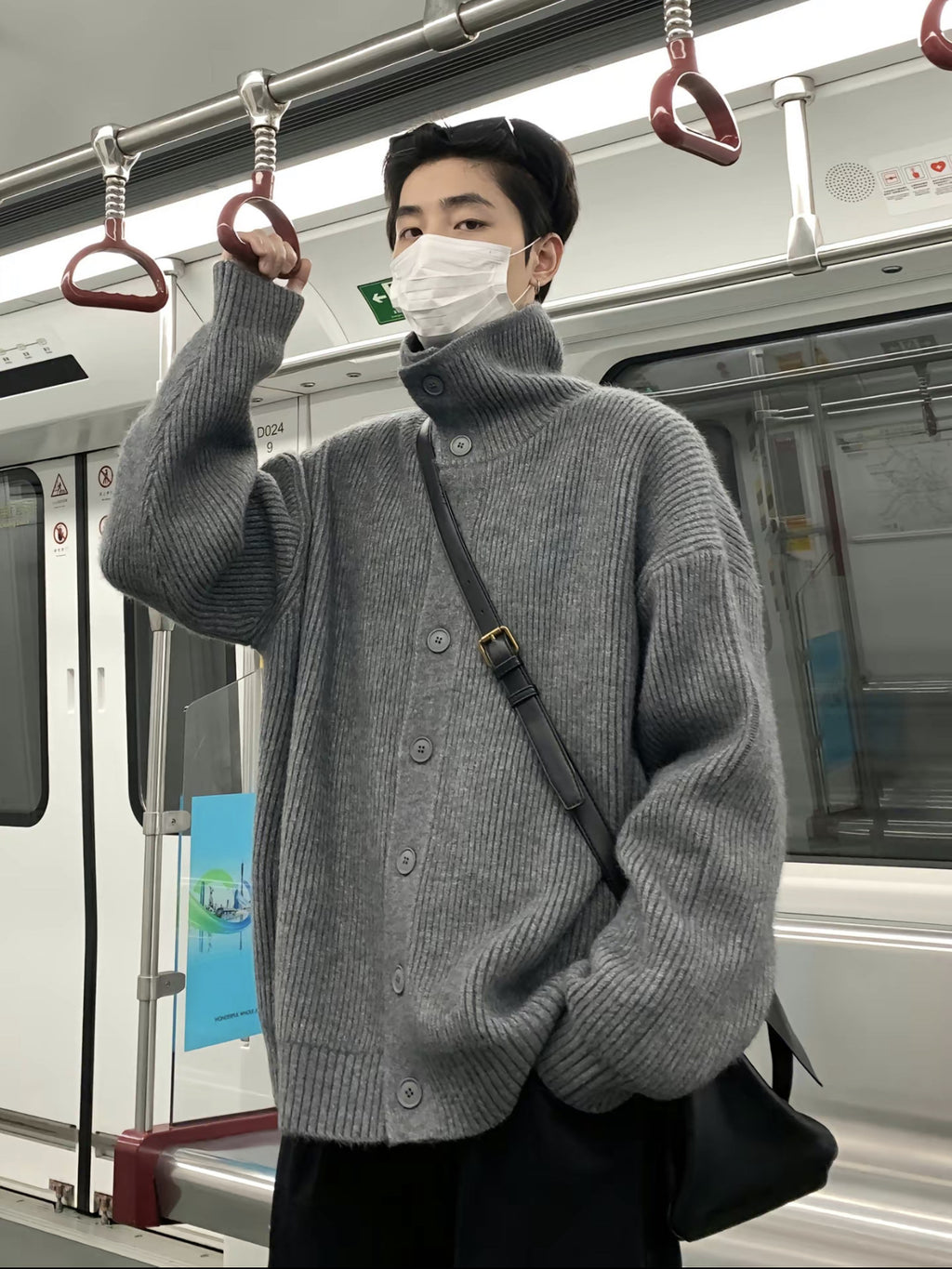 Men's Fashion High-Neck Button-Up Cardigan Sweater For FallWinter