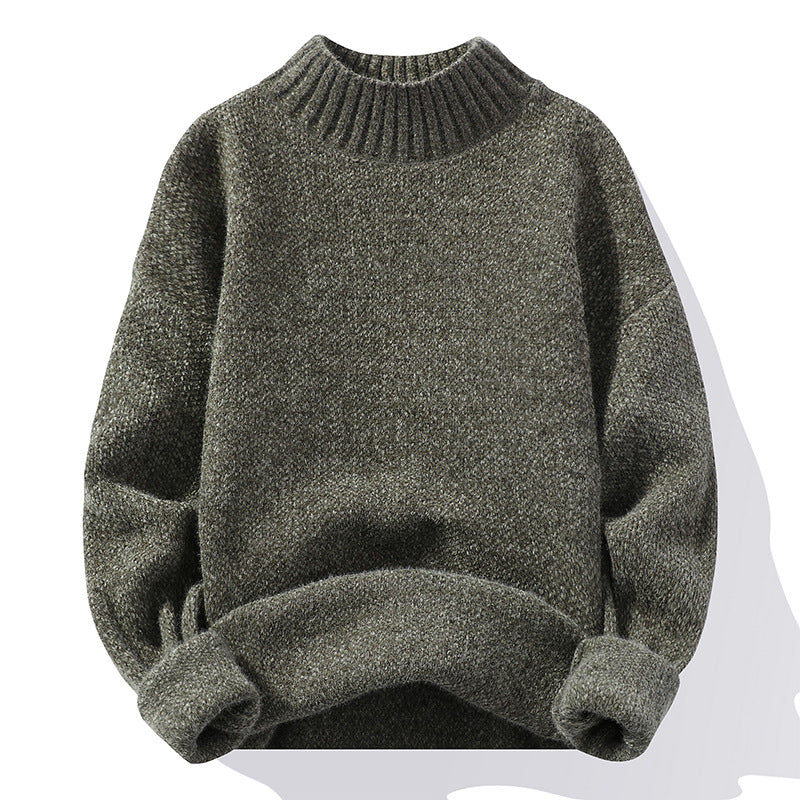 Fashionable Casual Solid-Color Crew-Neck Loose Knitted Pullover Sweater