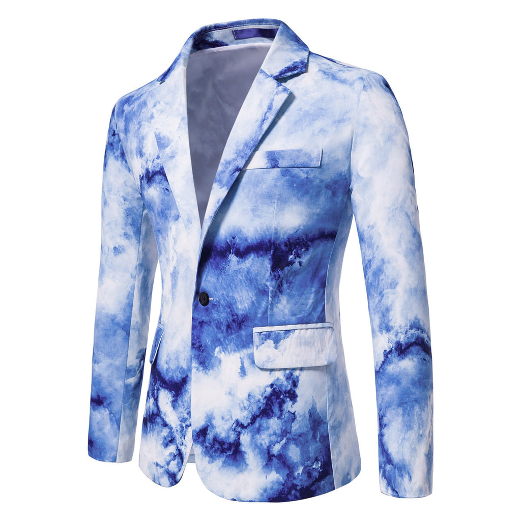 Men's Printed Single Breasted Casual Suit Jacket
