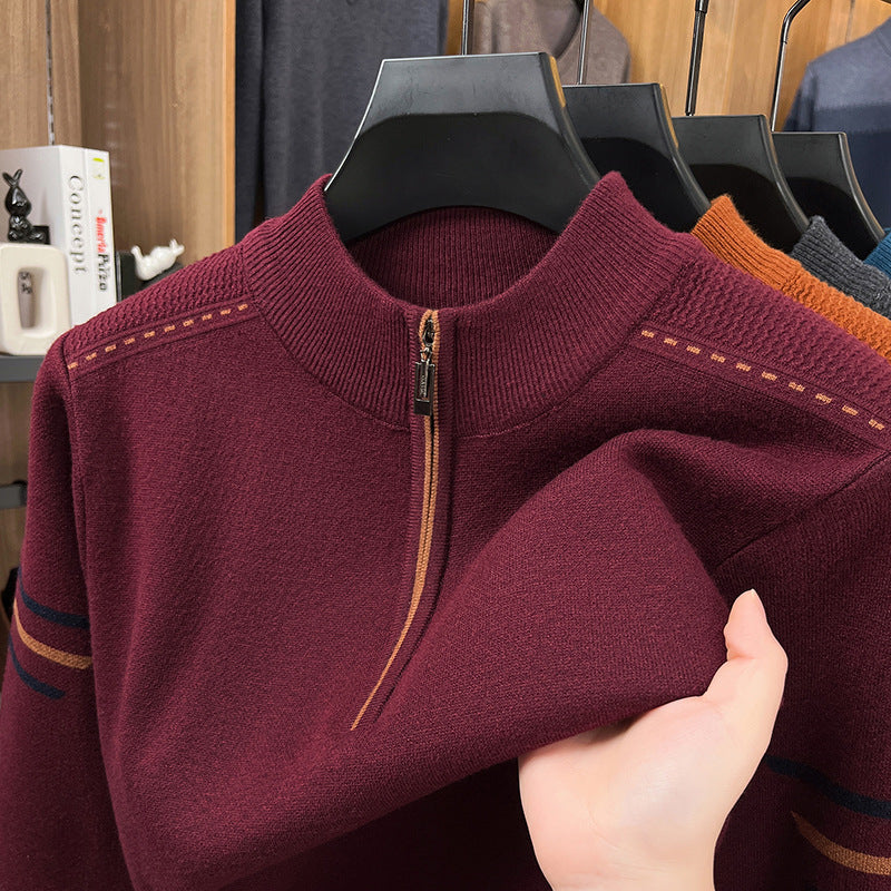 Mens New Mid-Season Winter Casual Thickened Half-Turtleneck Wool Sweater