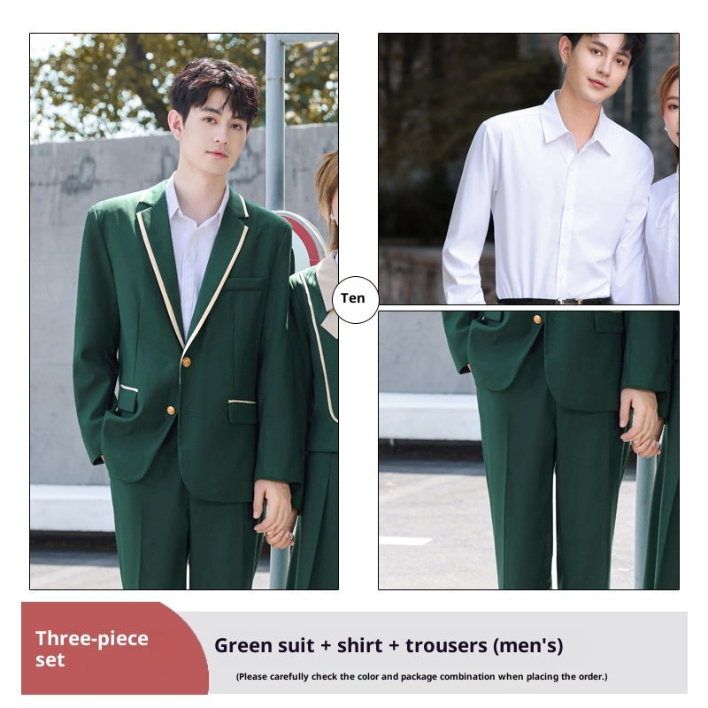 Green JK-style Professional Suit Set For Women