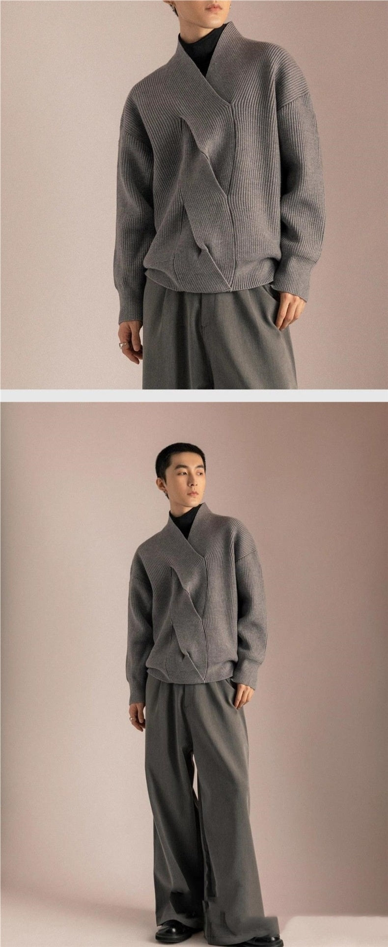 Japanese-style V-neck Sweater For Men Niche And Design-focused