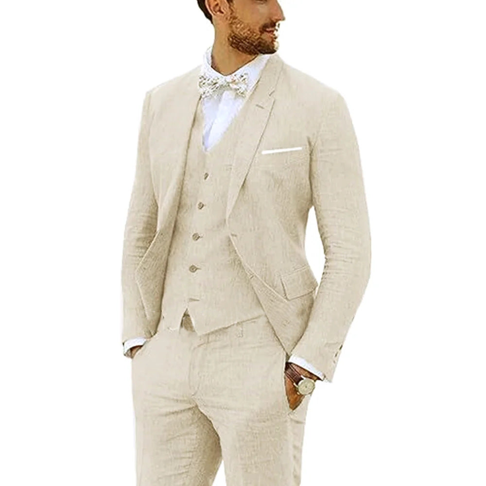 Men's Stylish Business Suit Three-Piece Set