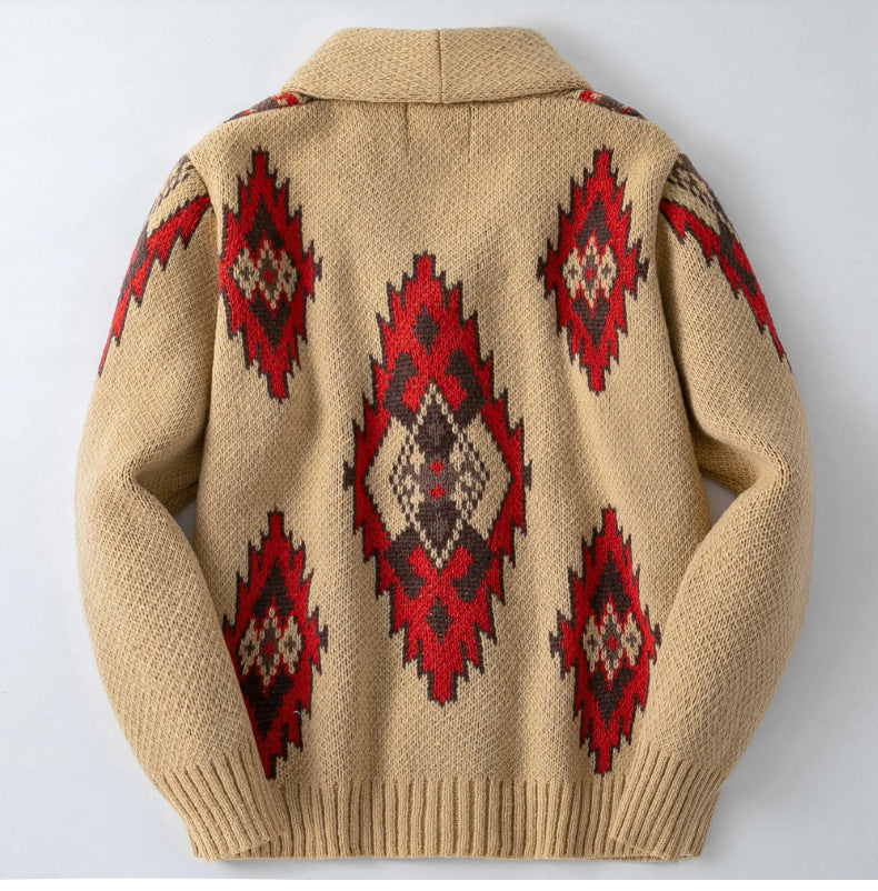 Men's American-style Jacquard Knit Sweater For Workwear