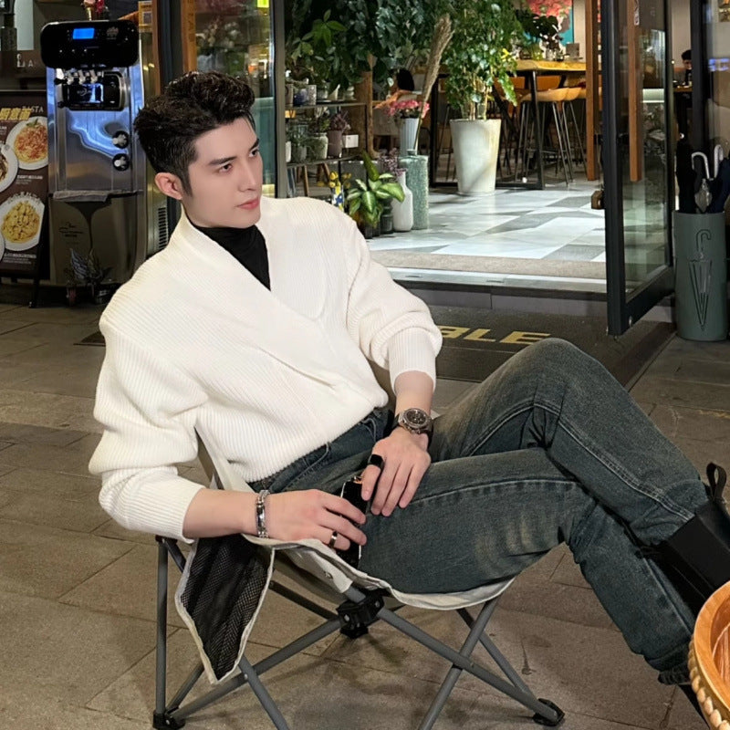 Japanese-style V-neck Sweater For Men Niche And Design-focused