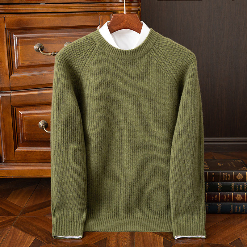 Men's Fashionable Casual Crew-Neck Sweater With Ingots Embroidery Warm-Keeping