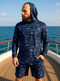 Men's Camouflage Hooded Shirt And Shorts Two-Piece Set