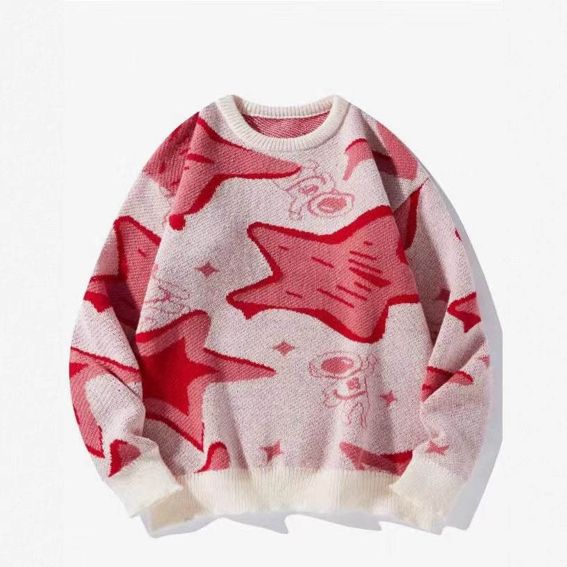 Loose-fitting Retro Chunky-knit Couple Tops