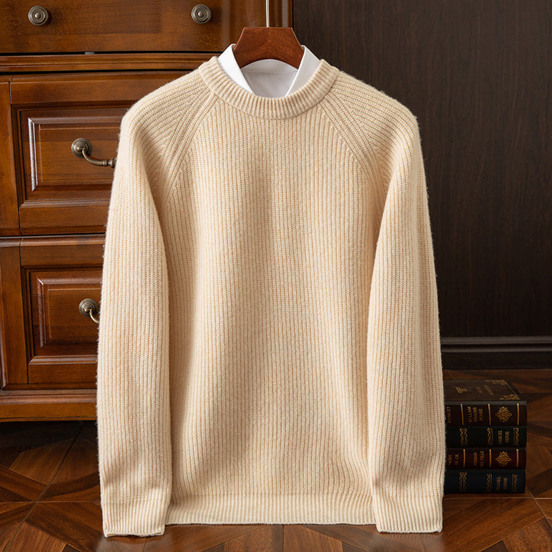 Men's Fashionable Casual Crew-Neck Sweater With Ingots Embroidery Warm-Keeping