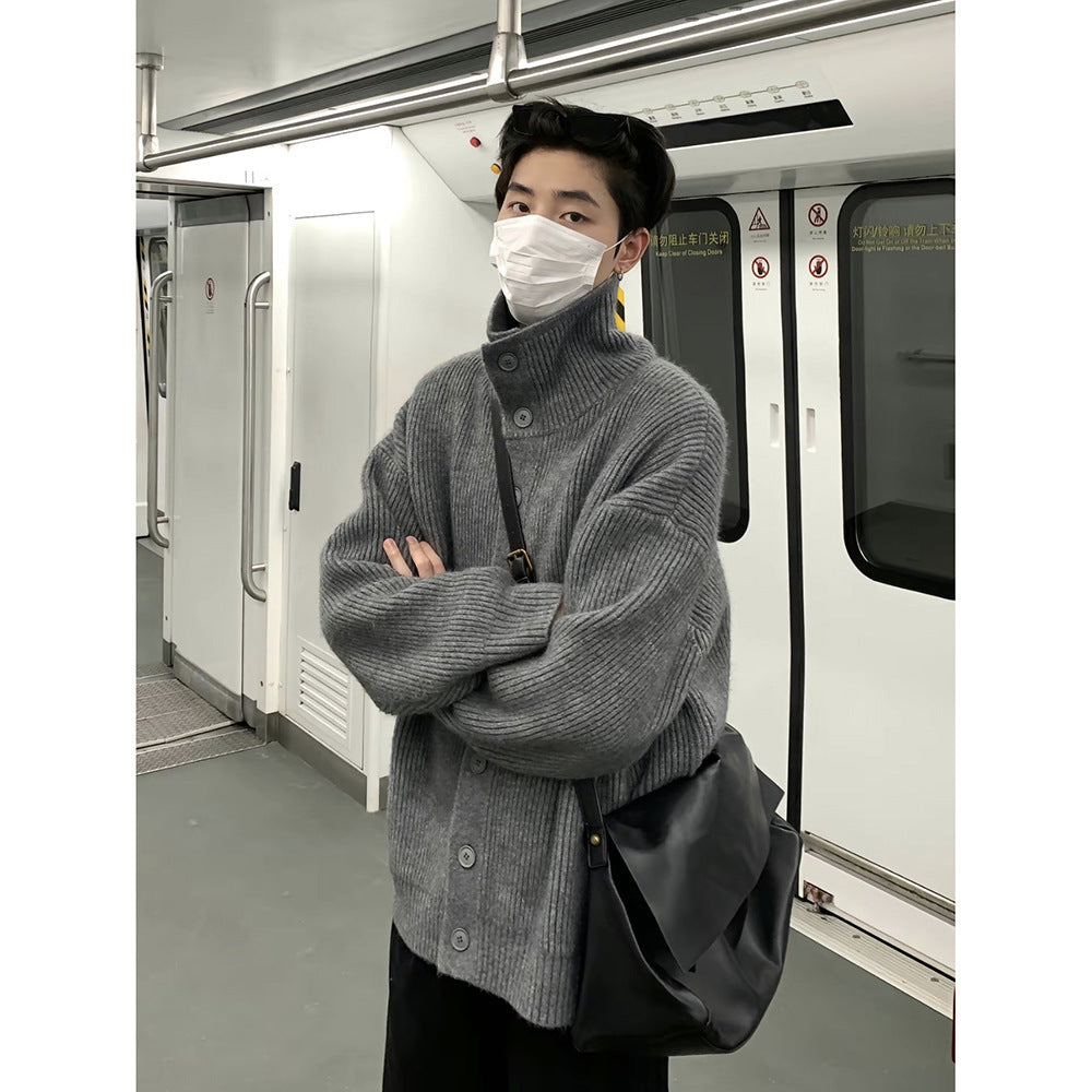 Men's Fashion High-Neck Button-Up Cardigan Sweater For FallWinter