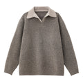 Old-money-style Faux Two-piece V-neck Polo Knit Sweater Jacket