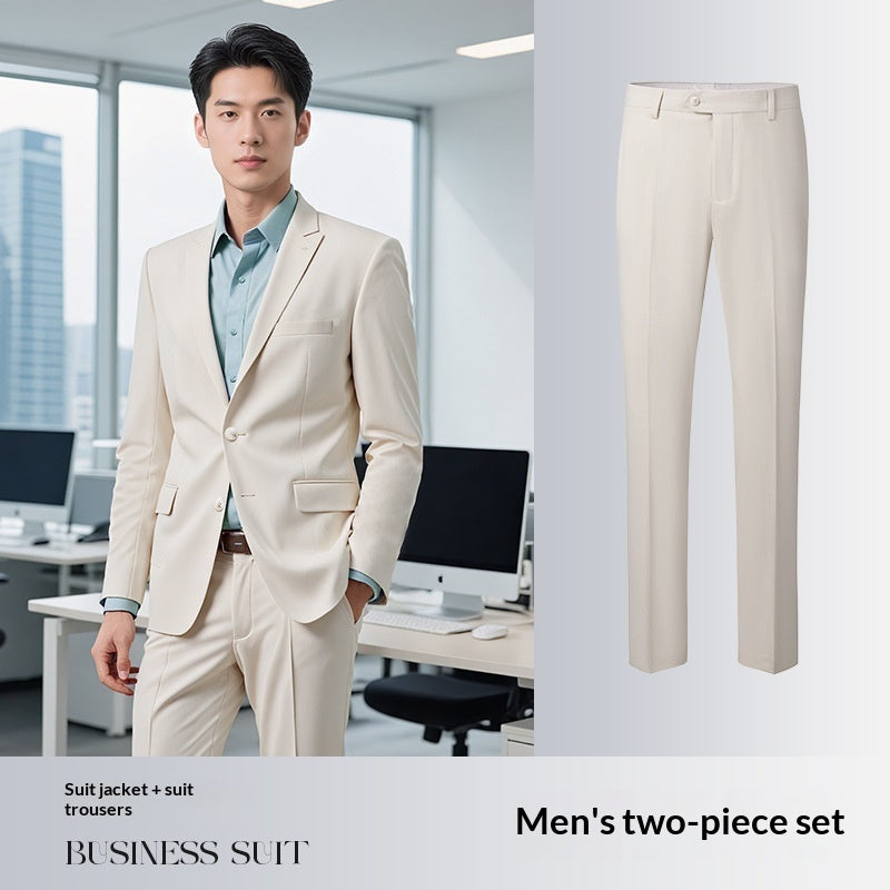 Beige Business Non-Iron Mens Suit Jacket