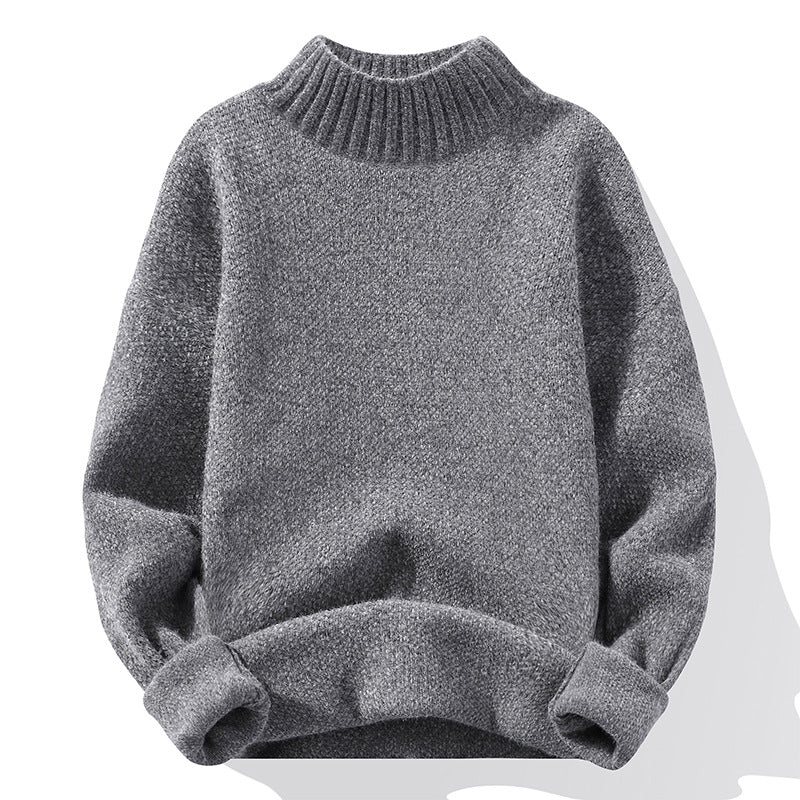 Fashionable Casual Solid-Color Crew-Neck Loose Knitted Pullover Sweater