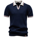 New Mens Business-casual Contrast-color Polo Shirt With Short Sleeves