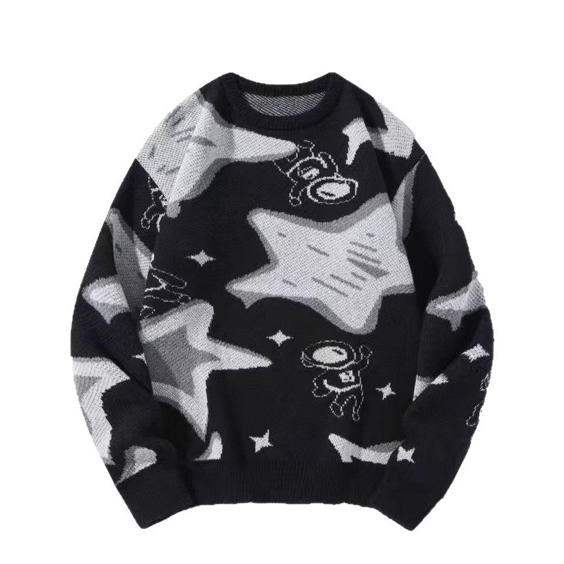 Loose-fitting Retro Chunky-knit Couple Tops