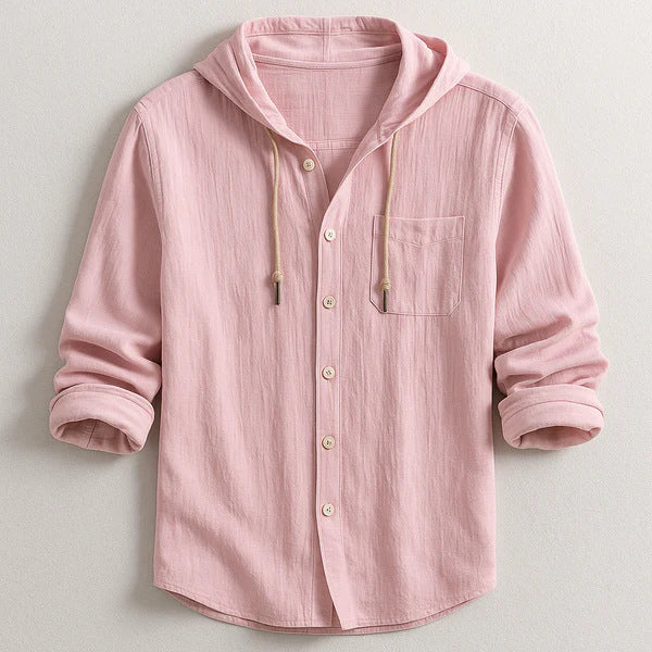 Men's Fashion Hooded Cotton-Linen Casual Long-Sleeve