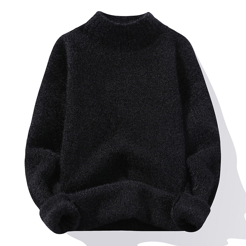 Fashionable Casual Solid-Color Crew-Neck Loose Knitted Pullover Sweater