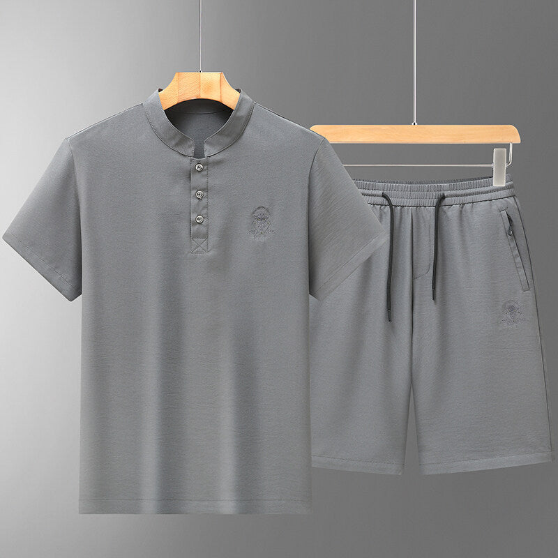 Summer Mid- To Older-Aged Men's Ice Silk Short-Sleeve Shirt