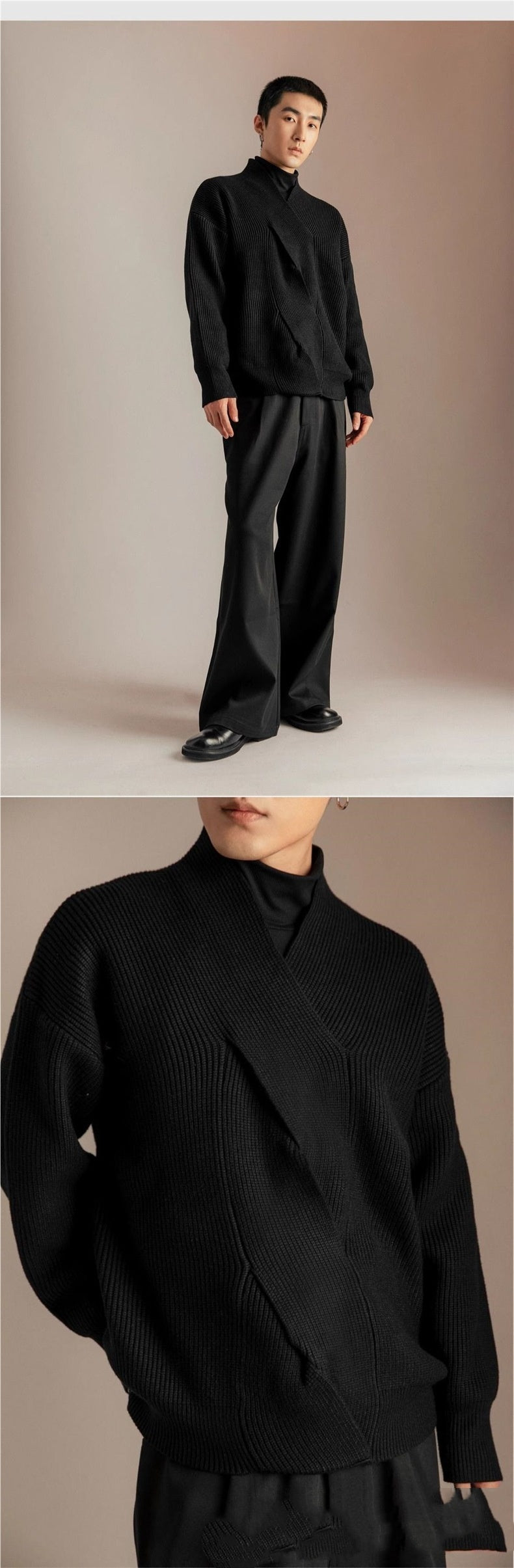 Japanese-style V-neck Sweater For Men Niche And Design-focused