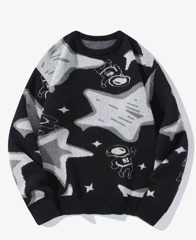 Loose-fitting Retro Chunky-knit Couple Tops