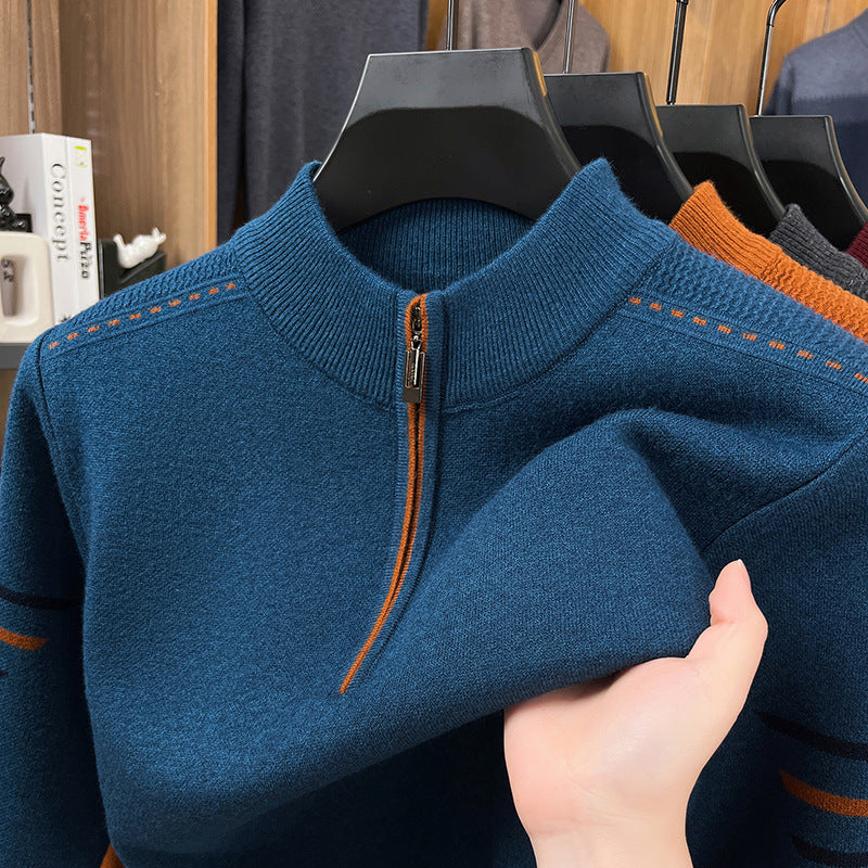 Mens New Mid-Season Winter Casual Thickened Half-Turtleneck Wool Sweater