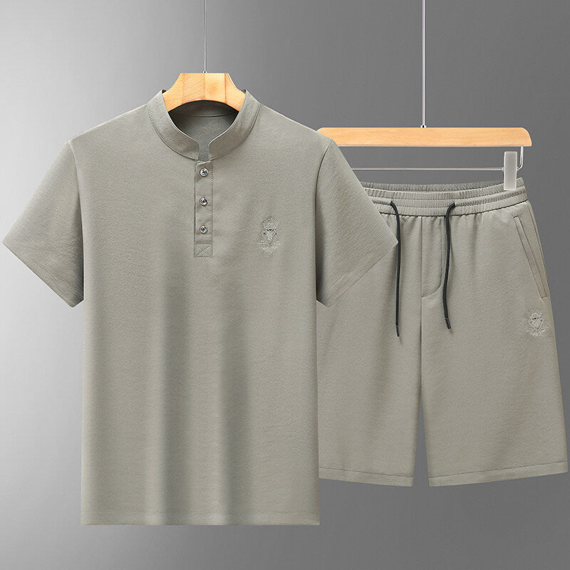 Summer Mid- To Older-Aged Men's Ice Silk Short-Sleeve Shirt