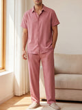 Men's Striped Short-Sleeve Pants Loungewear Set