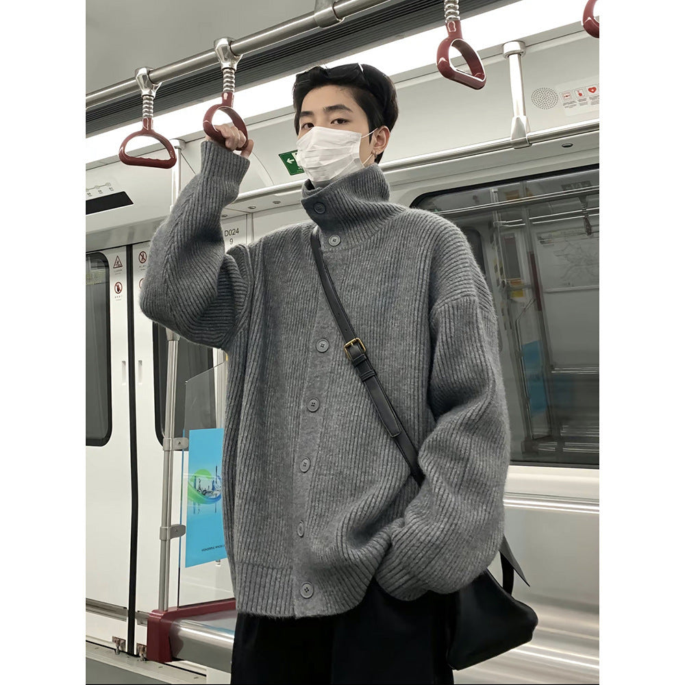 Men's Fashion High-Neck Button-Up Cardigan Sweater For FallWinter