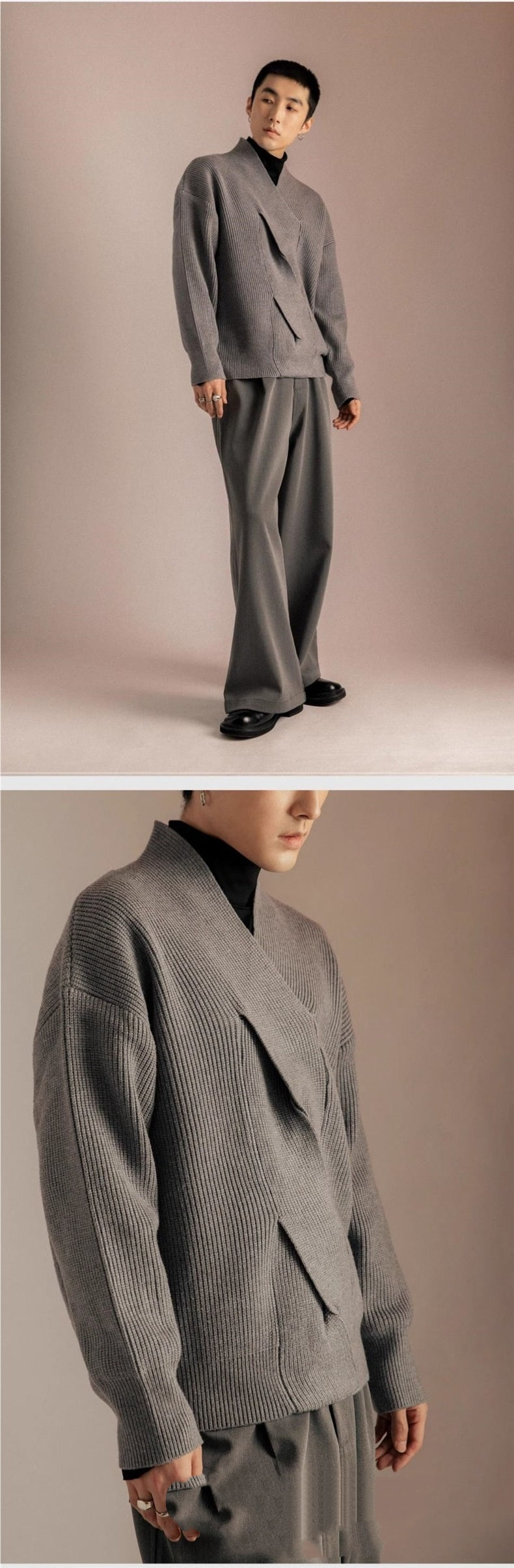 Japanese-style V-neck Sweater For Men Niche And Design-focused