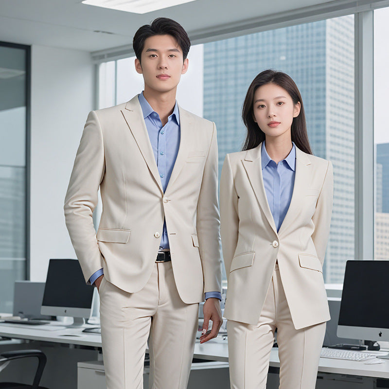 Beige Business Non-Iron Mens Suit Jacket