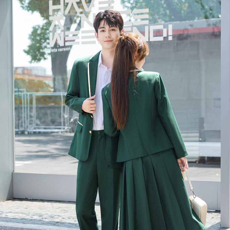 Green JK-style Professional Suit Set For Women