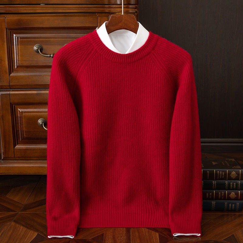 Men's Fashionable Casual Crew-Neck Sweater With Ingots Embroidery Warm-Keeping