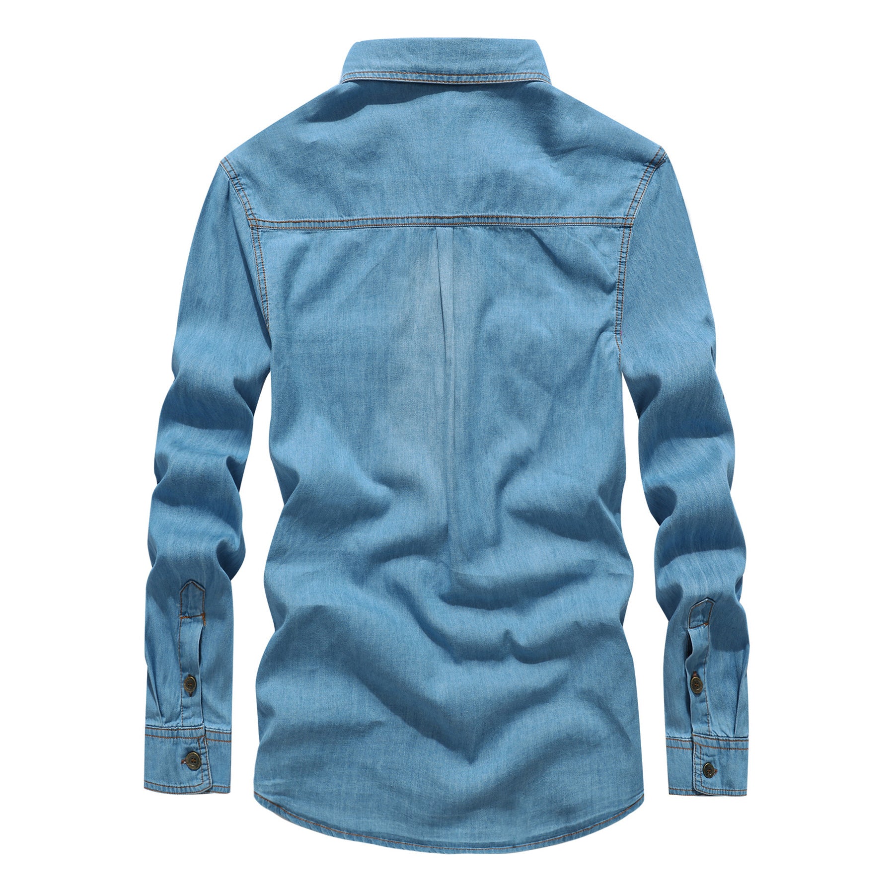Men's Denim Long-Sleeve Cotton Blend Casual Shirt