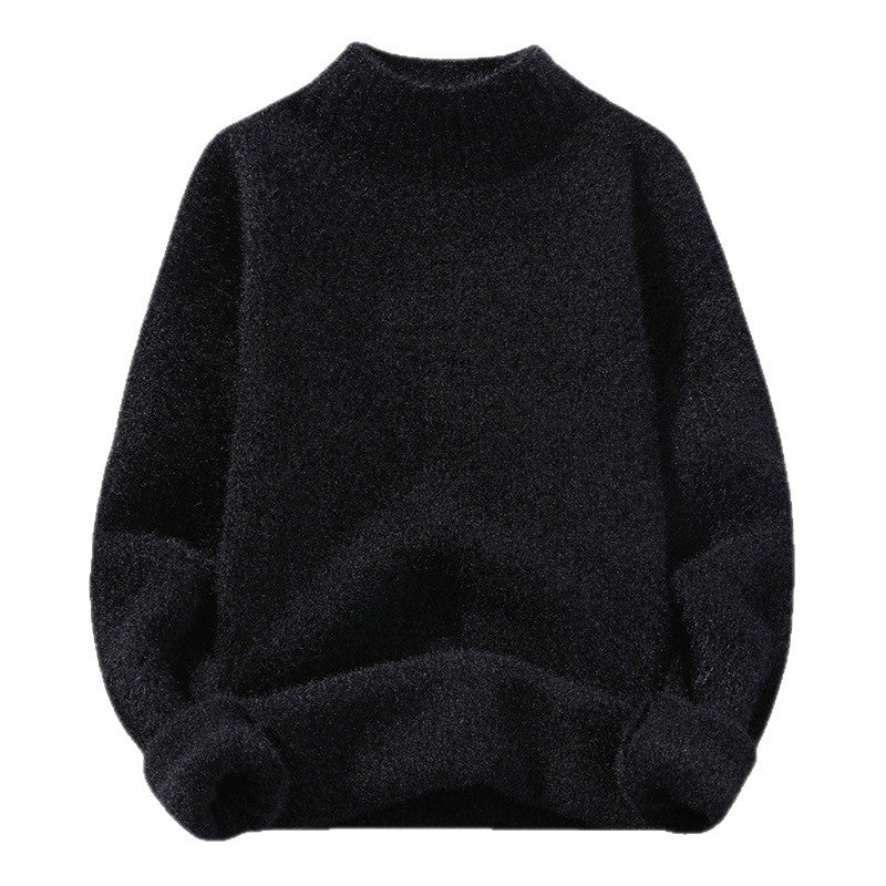 Fashionable Casual Solid-Color Crew-Neck Loose Knitted Pullover Sweater